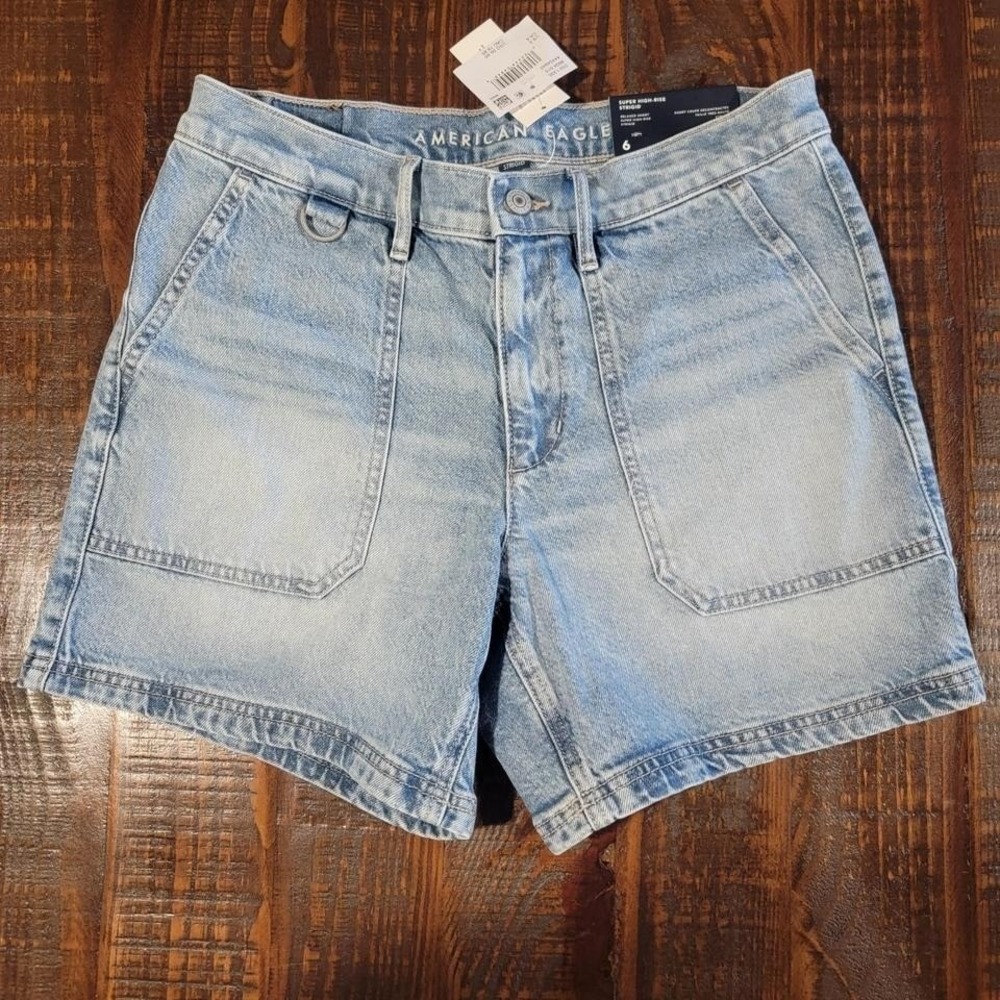 New American Eagle relaxed strigid shorts super high rise‎ size 6/28 womens new